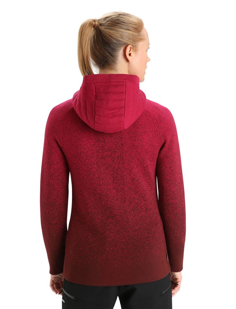 Icebreaker ZoneKnit™ Merino Insulated Long Sleeve Zip Into the Deep Női Kapucnis Pulóver Rózsaszín | HU 1679QMAZ